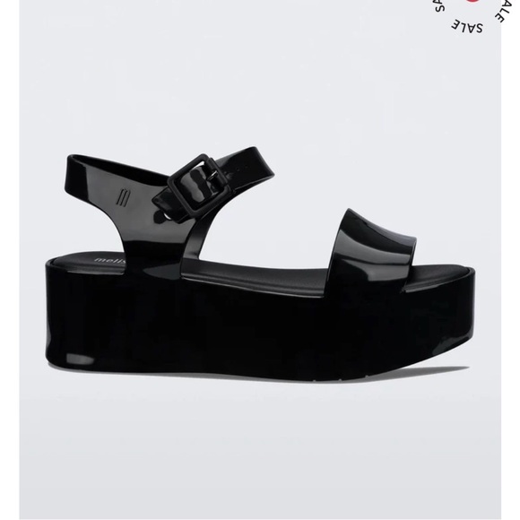 Melissa Glossy Black Platform Sandals - Picture 1 of 3